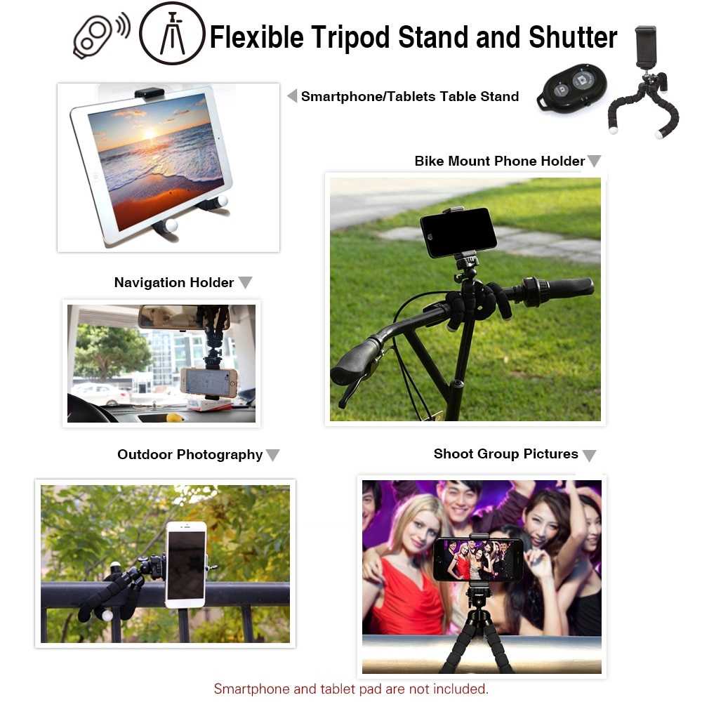 ORIGINAL APEXEL 4in1 Lens Fisheye + Macro + Wide + Telephoto + Tripod + Shutter - APL-T18XBZJ5