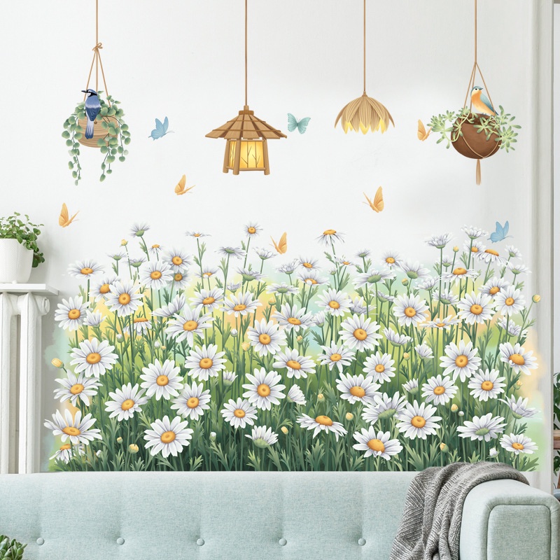 Daisy Skirting Stiker Dinding Hias Lampu Plafon Kamar Anak Kamar Tidur Background Removable Wallpaper