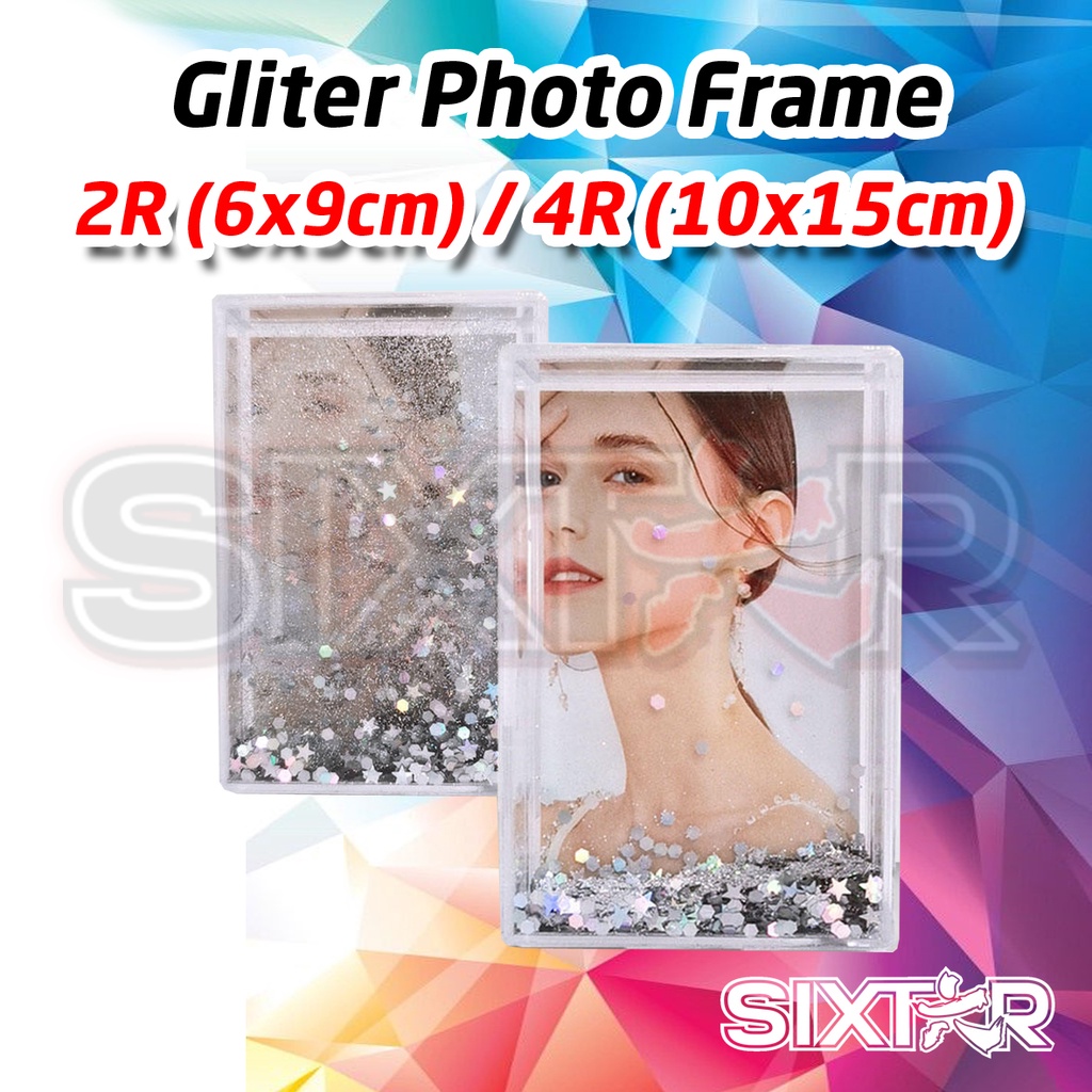 Pigura Bingkai Foto Glitter Photo Frame Holder Acrylic 4R