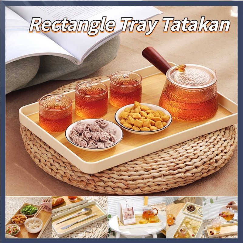 【COD】Rectangle Tray Tatakan/ Food Tray/ Nampan Kayu Aesthetic / Tangle Tray Aesthetic