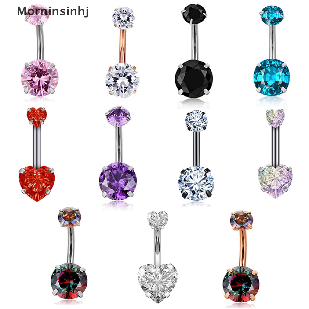 Mornin Heart Belly Button Ring Cincin Pusar Cincin Perut Stainless Steel id