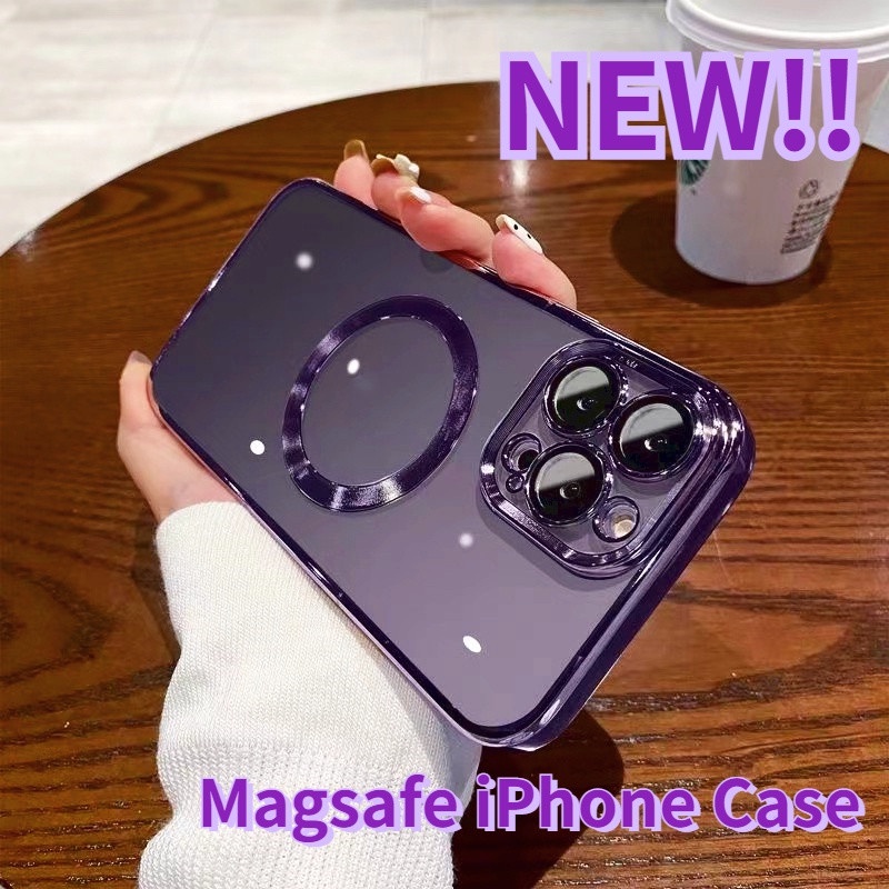 IPHONE Warna Baru Deep Purple Kompatibel Untuk Iphone14Mewah 6D plating Casing Ponsel Magnetik Kompatibel Untuk Iphone14 13 pro Max11 12 pro Max14 Plus 11 pro max Transparan Lembut Silikon