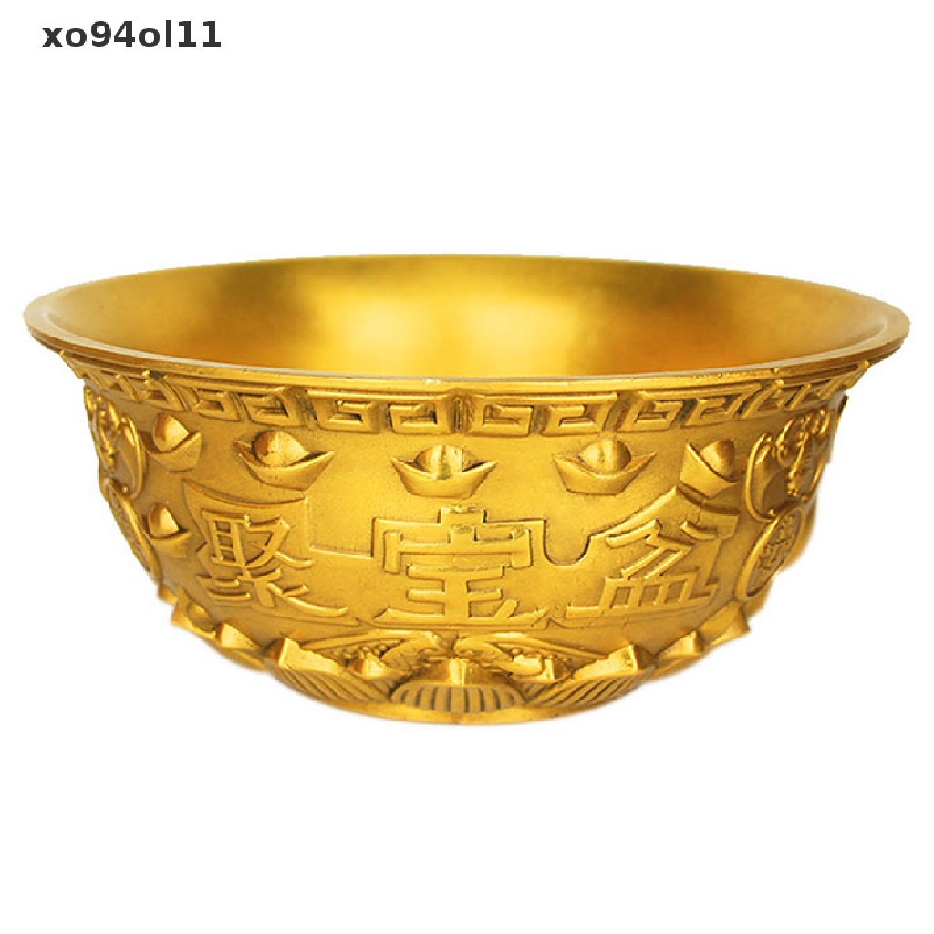 Xo Mangkok Baskom Persembahan Air Harta Karun Feng Shui Buah Altar Golden Brass Bowl OL