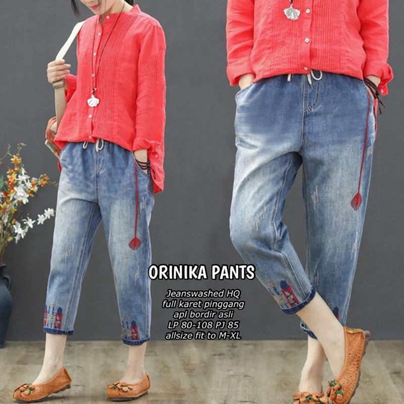 Ozaika Jeans Rubber Pants / Orinika Bordir Jeans Boyfriend