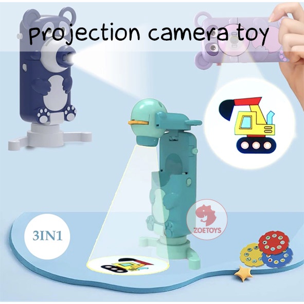 Zoetoys Projection Camera Toy 3in1 | Projektor Kids Drawing Projection Simulation Cartoon Table Lamp Lampu Senter Belajar Menggambar Light Mini Proyeksi | Mainan Edukasi Anak