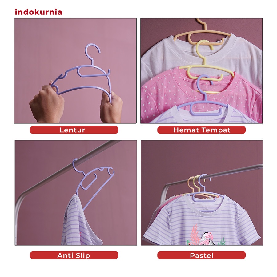 IK - 6 pcs GANTUNGAN ROUND HANGER PASTEL GANTUNGAN LAUNDRY TERMURAH