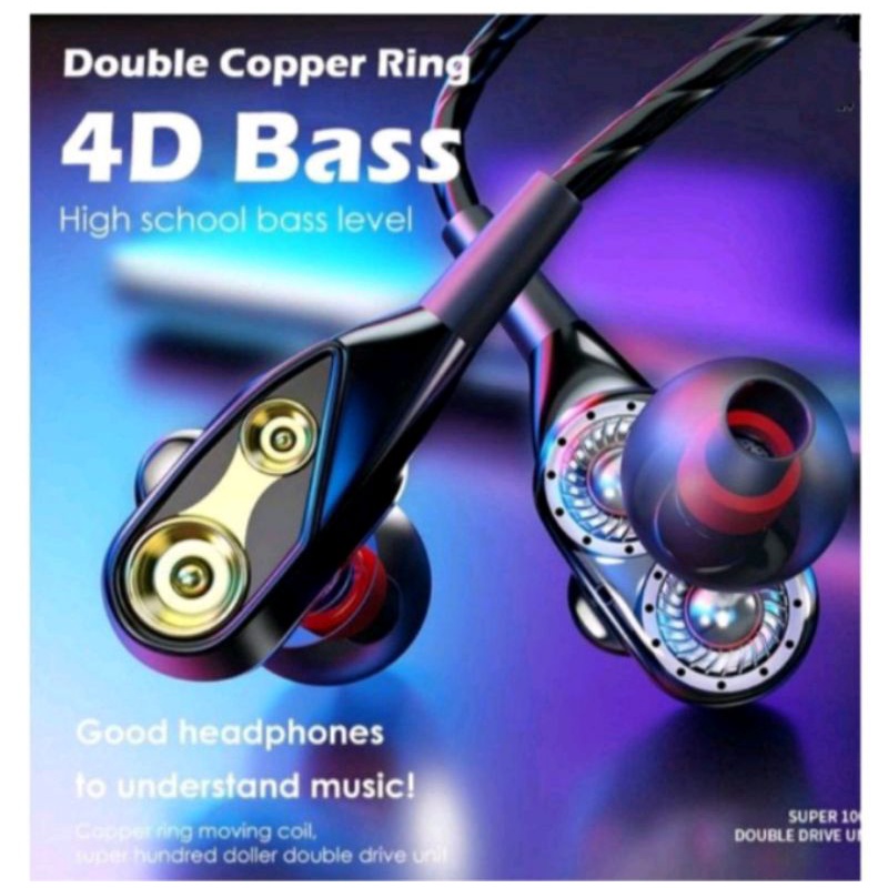 Milenial headset 4D Bass Double Speaker Stereo 3,5mm Wired Earphone