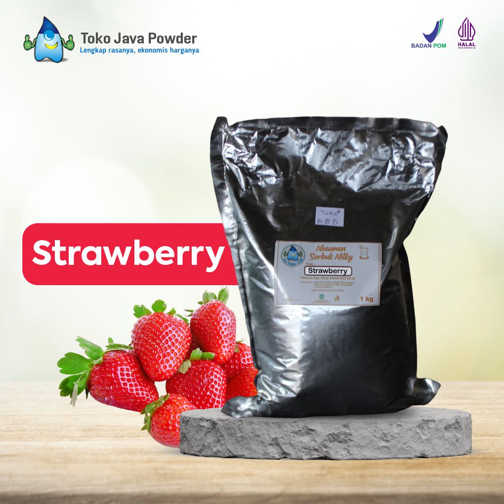 

Bubuk Minuman STRAWBERRY MILKSHAKE Powder 1000 g - Java Powder Drink - BPOM & HALAL