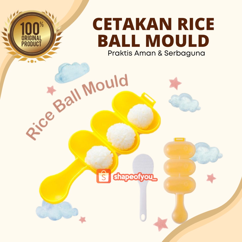 Cetakan Nasi Bento Bola Bulat Gulung Plus Centong Rice Ball Shaker Bento Rice Ball Mold