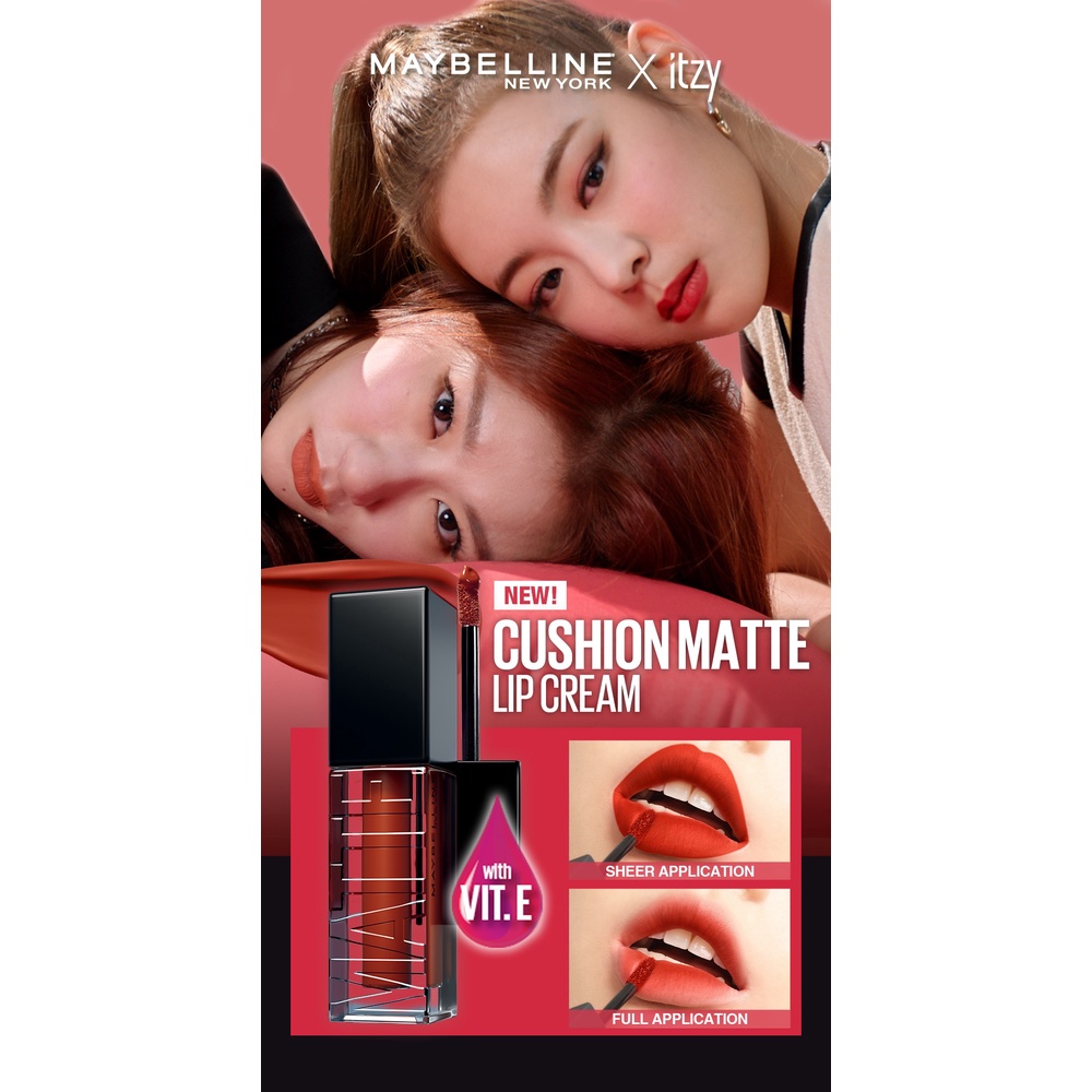 Maybelline Cushion Matte Lip Cream - Lipstick Soft Velvet Finish Lembut &amp; Ringan Cream Lipstik Ombre Vit E