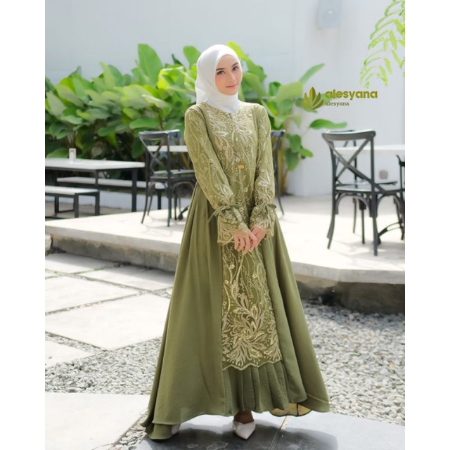 ZAFIRA DRESS BY ALESYANA/DRESS ALESYANA/GAMIS ALESYANA/GAMIS BRUKAT FULL PAYET DENGAN AKSEN REMPEL