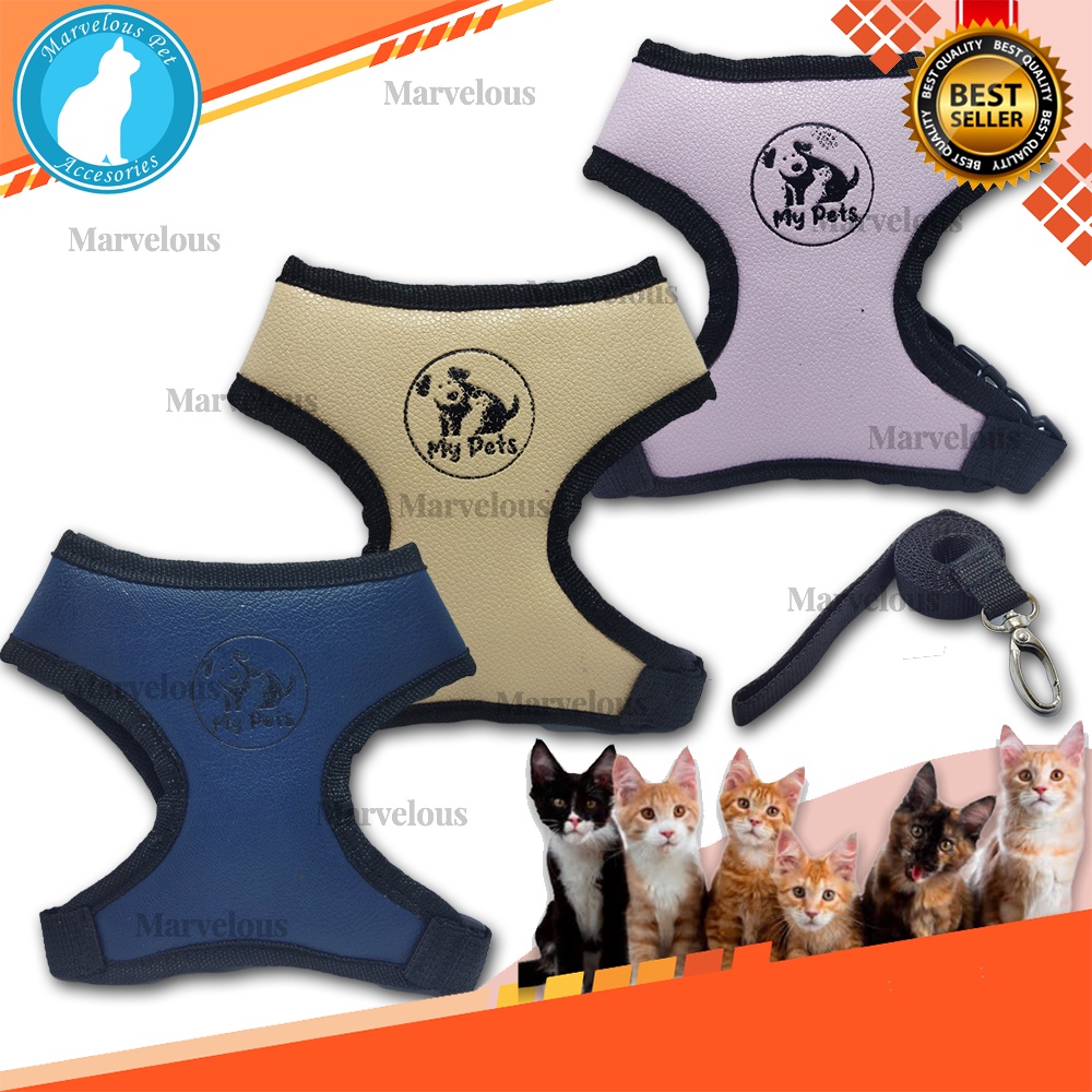 Harness Model Rompi untuk kucing anjing termasuk tali tuntun 150 cm