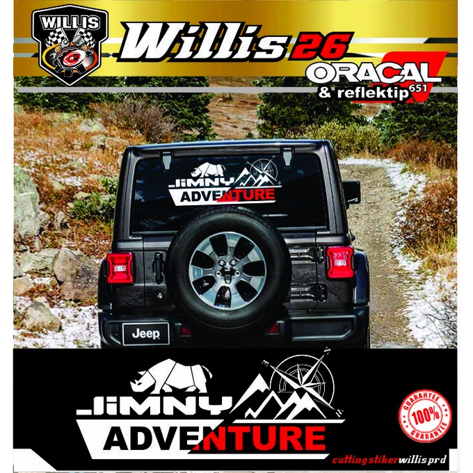 Stiker kaca mobil badak Jeep jimny adventure