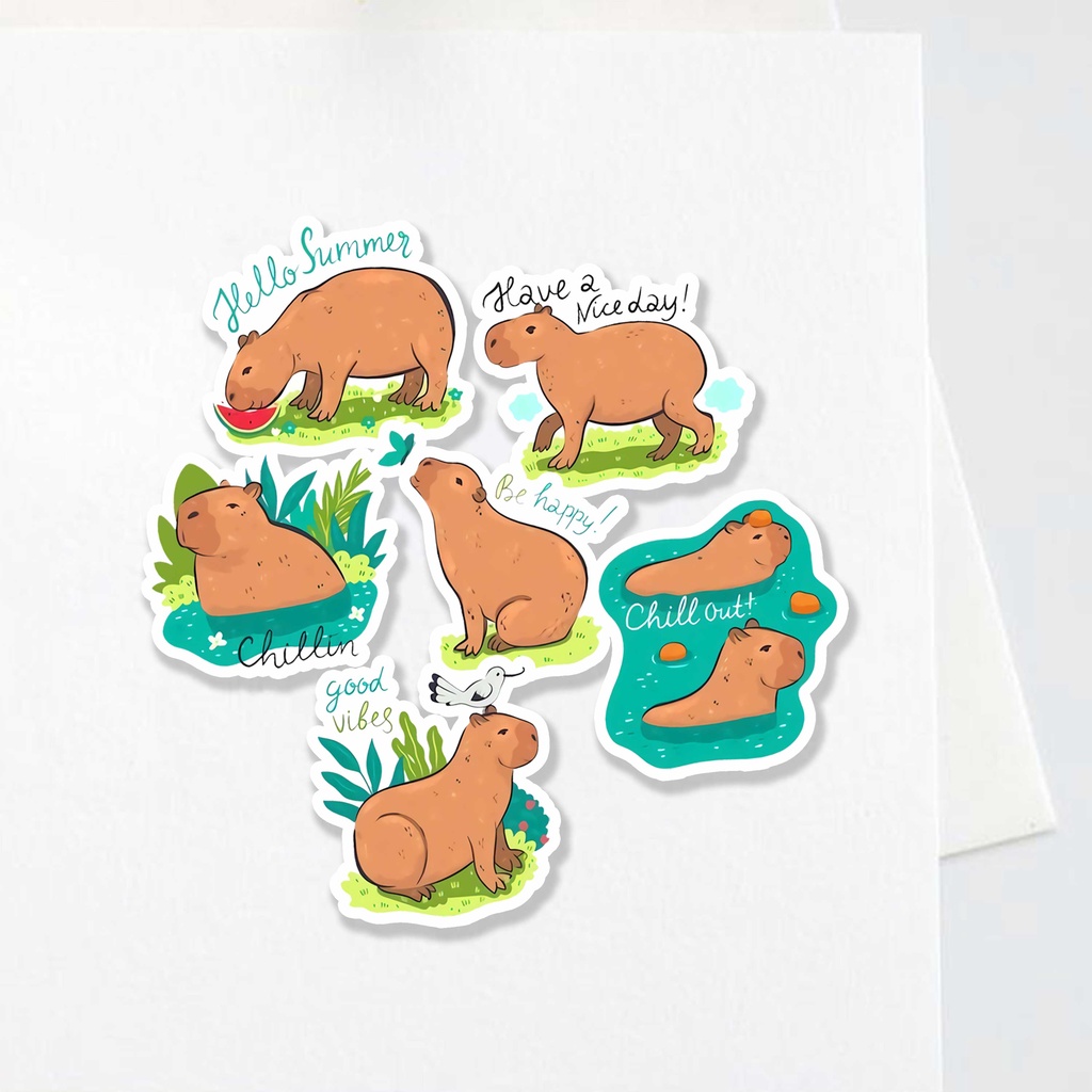 

Sticker Series Edition Capybara (masbro) Aesthetic Stiker Waterproof (6pcs)