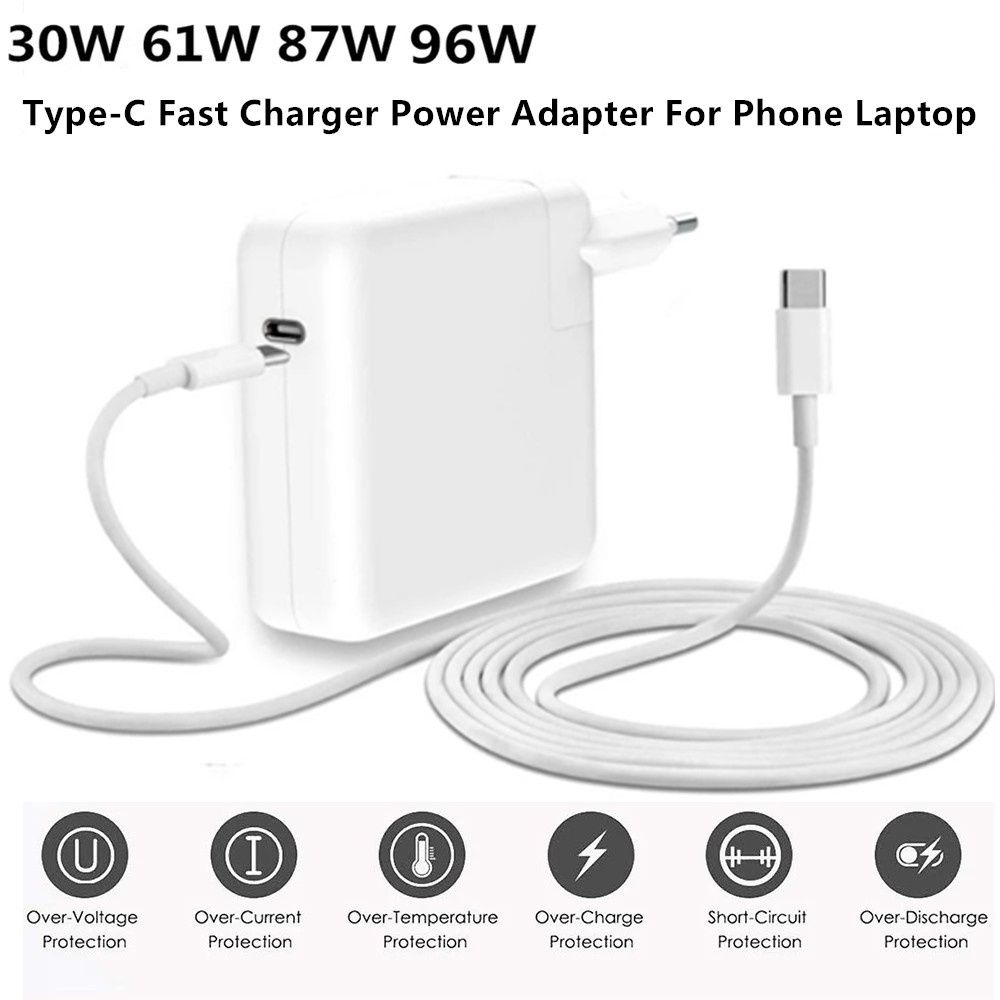 87w 96W PD USB-C Laptop Power Adapter Tipe-C Charger Cepat Untuk Telepon Plug EU US UK