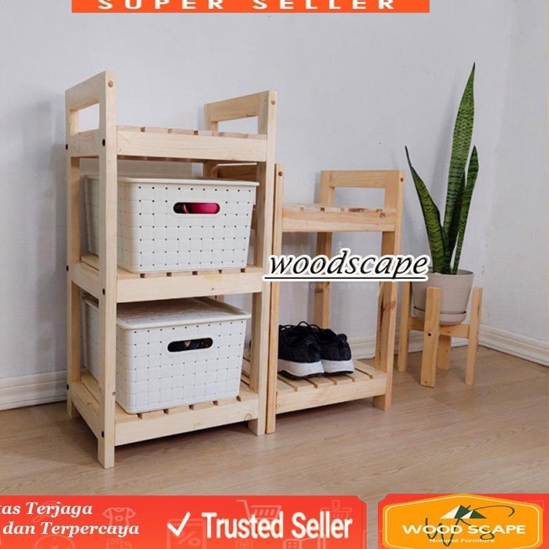 ֍ Rak Rice Cooker Dan Dispenser | Rak Susun Serbaguna Kayu Jati Belanda ✥