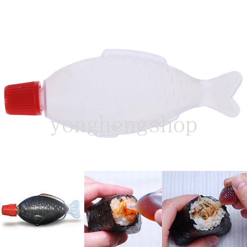 3pcs Botol Dispenser Saus Cuka / Kecap / Salad / Sushi Bentuk Ikan Mini Untuk Anak