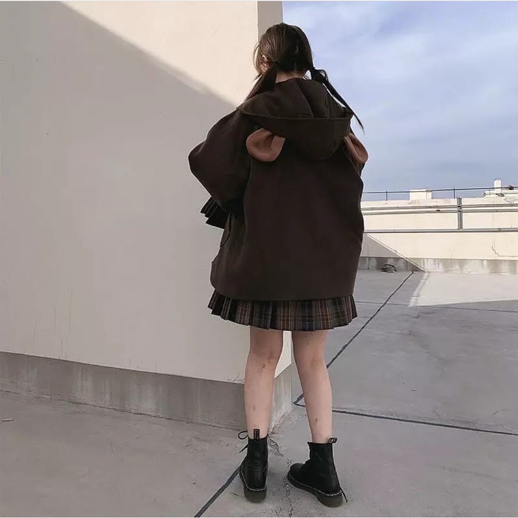 Sweater Hoodie Wanita - HAPPY BEAR SWEATER HOODIE WANITA KOREAN STYLE - Bahan fleece