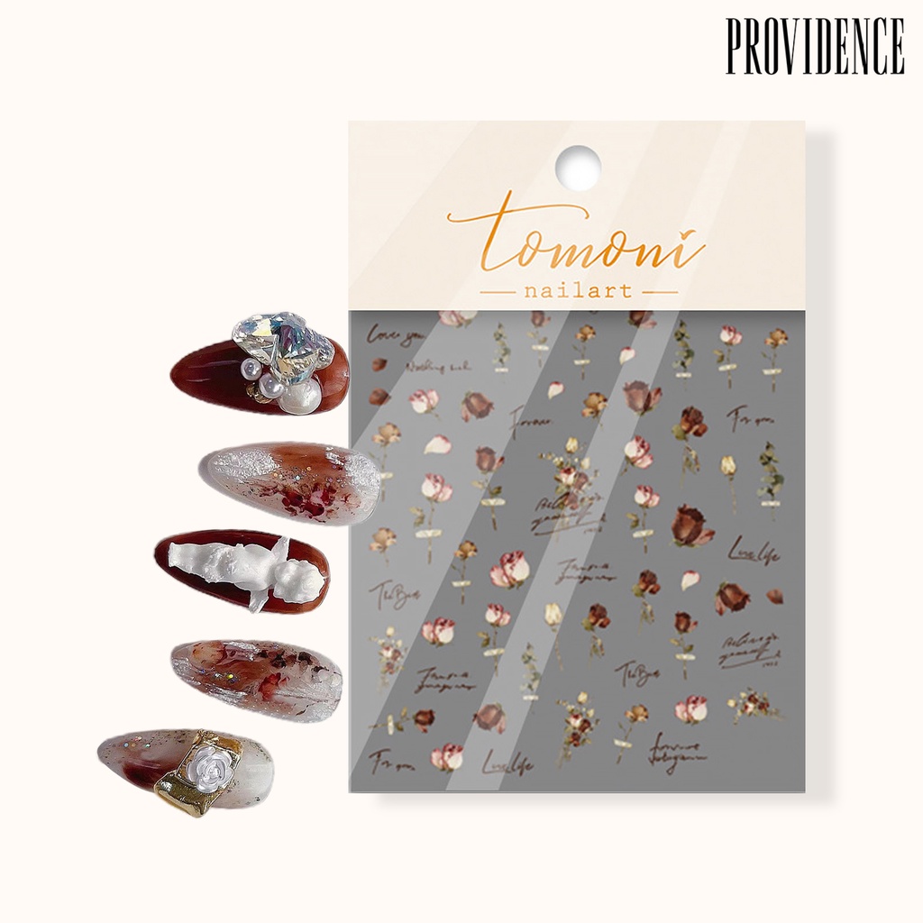 Providence Nail Patch Tidak Luntur Self-adhesive Pasta Mudah DIY Efek 5D Gaya Jepang Lucu Nail Art Rose Stiker Perlengkapan Kuku