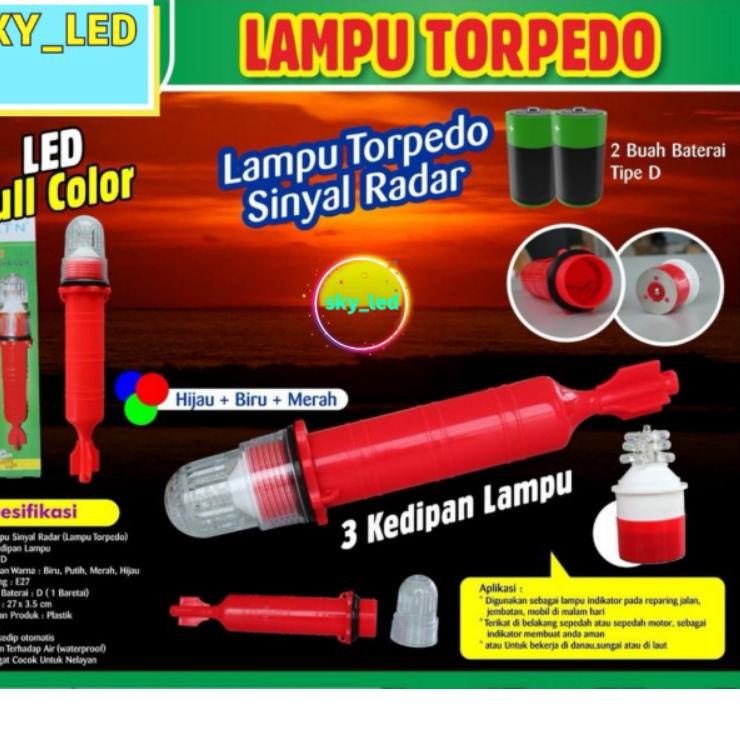 Termurah 5LED/15LED 1WARNA / 3 WARNA Lampu Kode Torpedo - Lampu Sinyal Nelayan 2 BATERAI / 1BATERAI