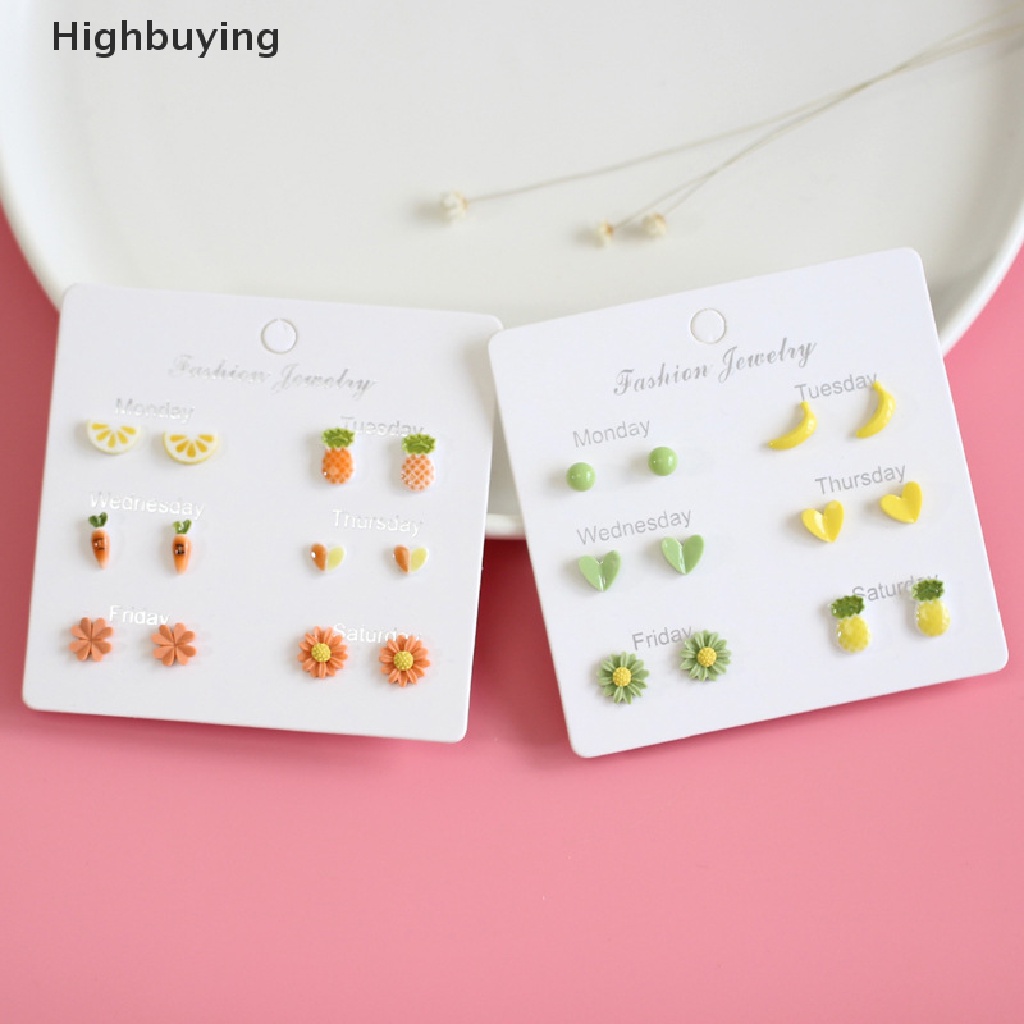 Hbid 1Set Fashion Cartoon Cute Ceramics Stud Earrings Set Fashion Delicate Earrings Jewelry For Women Glory