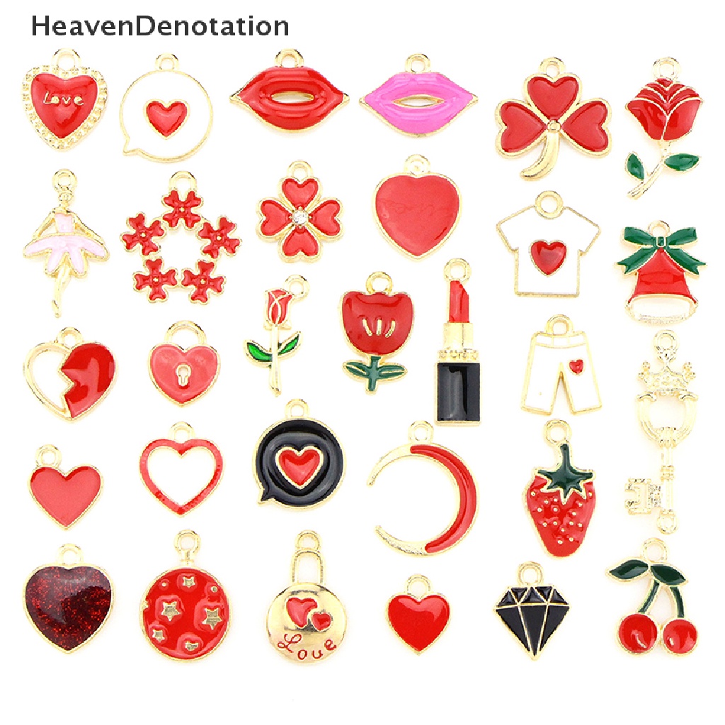[HeavenDenotation] 30pcs/set Mix Metal Enamel Ch Liontin DIY Gelang Kalung Perhiasan Membuat Aksesoris HDV