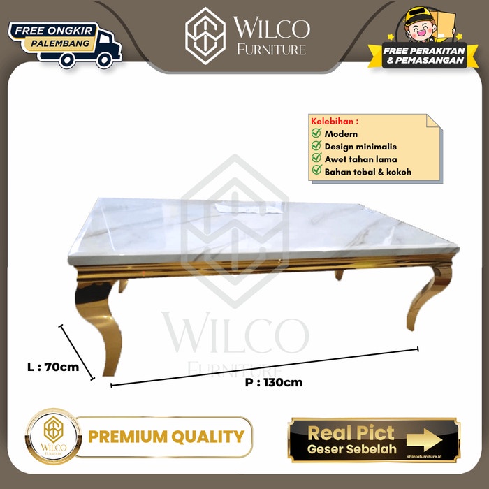 Meja Tamu Marmer Kaki Stainless / Meja Tamu Marmer Kaki Gold Mewah