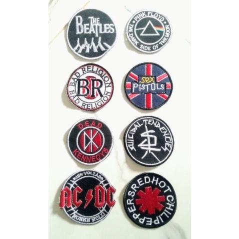 BELI 5 GRATIS 1 - PATCH BORDIR ROCK BAND BULAT dm 7cm