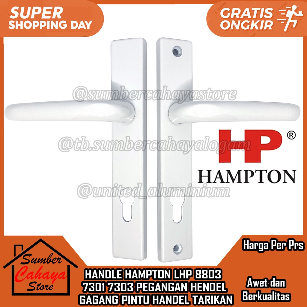 HANDLE HAMPTON LHP 8803 7303 7301 PUTIH HITAM HANDEL HENDEL GAGANG PINTU KUNCI RUMAH PEGANGAN TARIKA