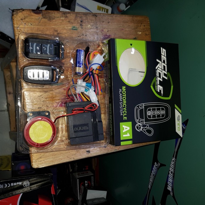 Alarm Motor A1 Nine 9 + Modul + Remote Baterai Cadangan Karburator