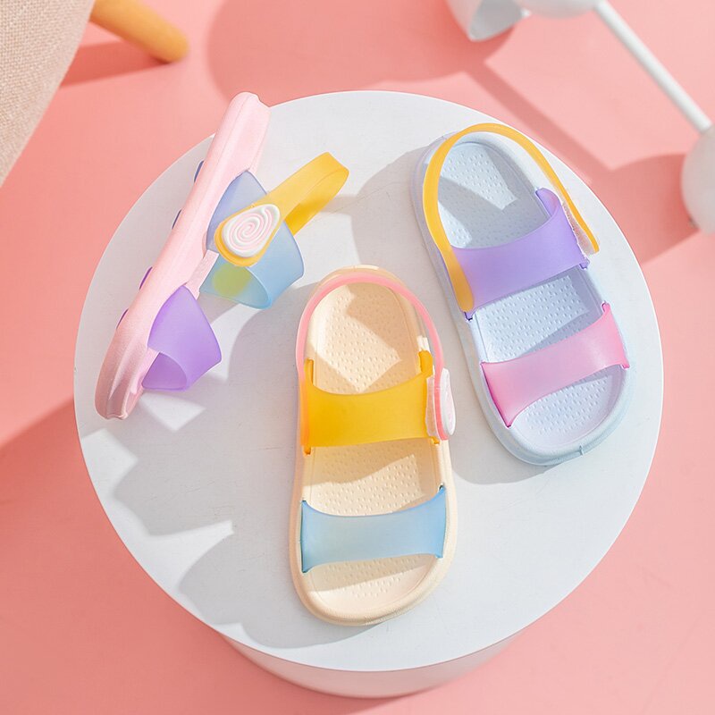 Sandal Jelly Rainbow Untuk Anak Perempuan Bahan Karet Model Lucu Kualitas Import