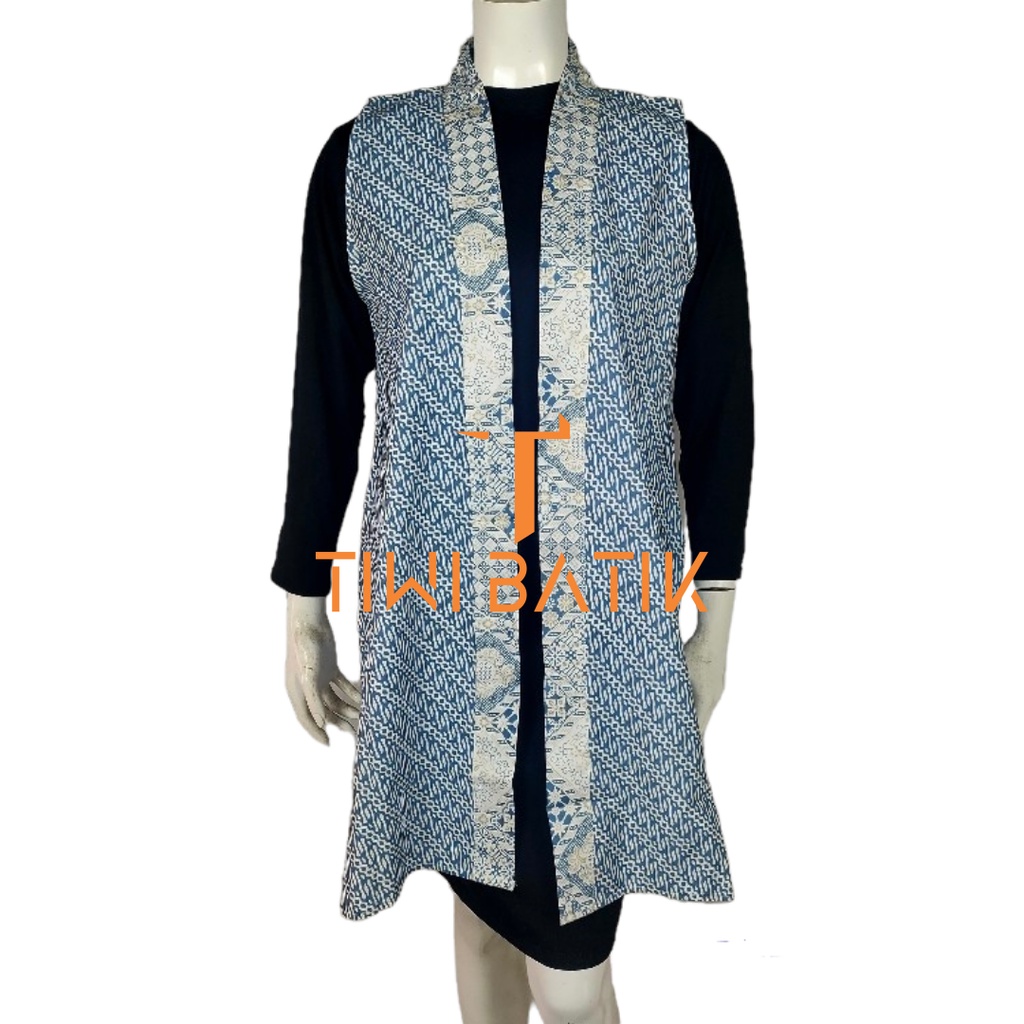 Vest Outer Batik Polos Tanpa Lengan