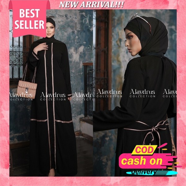 (Ready Jumbo 4L | Ld 130 )Abaya Hikmat Kw Super Premium /Dress Hitam Lebaran Terbaru /Abaya Turki Ne