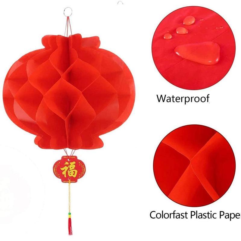 10pcs Lentera Kertas Gantung Warna Merah Imlek Paper Lantern Untuk Dekorasi Tahun Baru Imlek