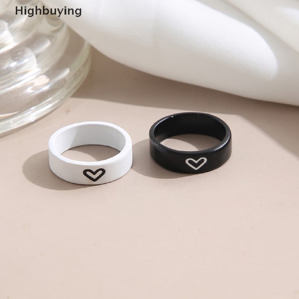 Hbid 2Pcs Cinta Hati Senada Anniversary Pasangan Stuff Rings Ins Net Merah Untuk Wanita Pria Valenes Day Aesthetic Jewelry Gift Set Glory