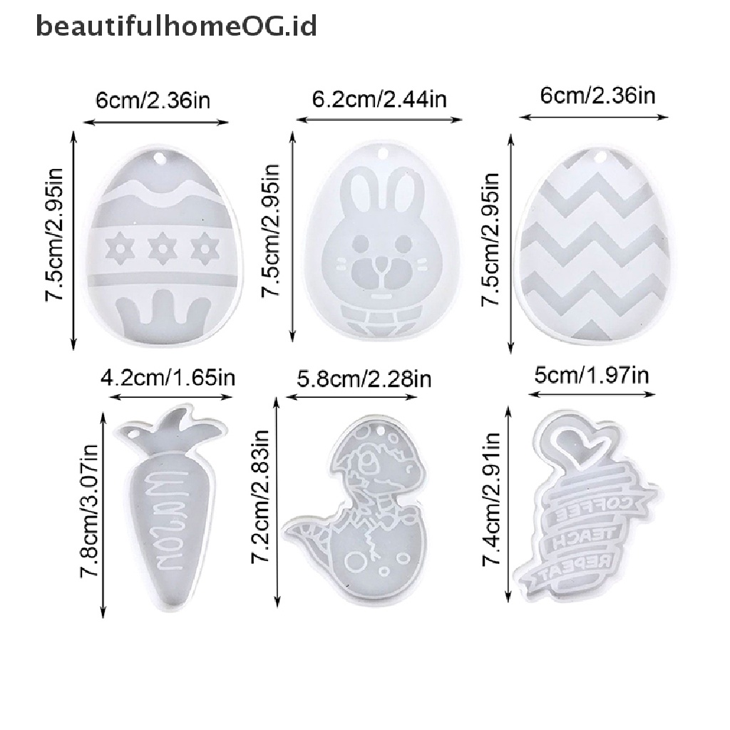 // Beautifulhomeog.id// 1Pc Cetakan Silikon Gantungan Kunci Paskah Telur Wortel Kelinci Key Pendant Mold **