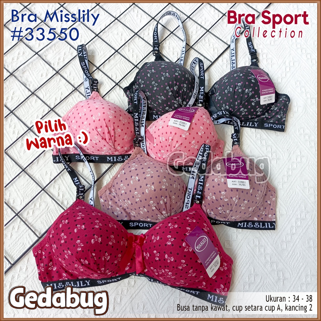 Bra BH Misslily 33550 Polkadot Bunga | Bra wanita dewasa Busa tipis tanpa Kawat Kancing 2 | Gedabug