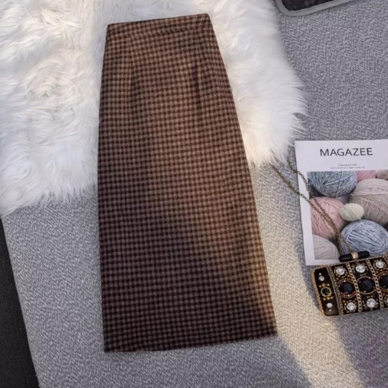 NEW STOCK Rok motif kotak kotak / rok tan / rok span panjang / rok korea / rok kotak kotak panjang k