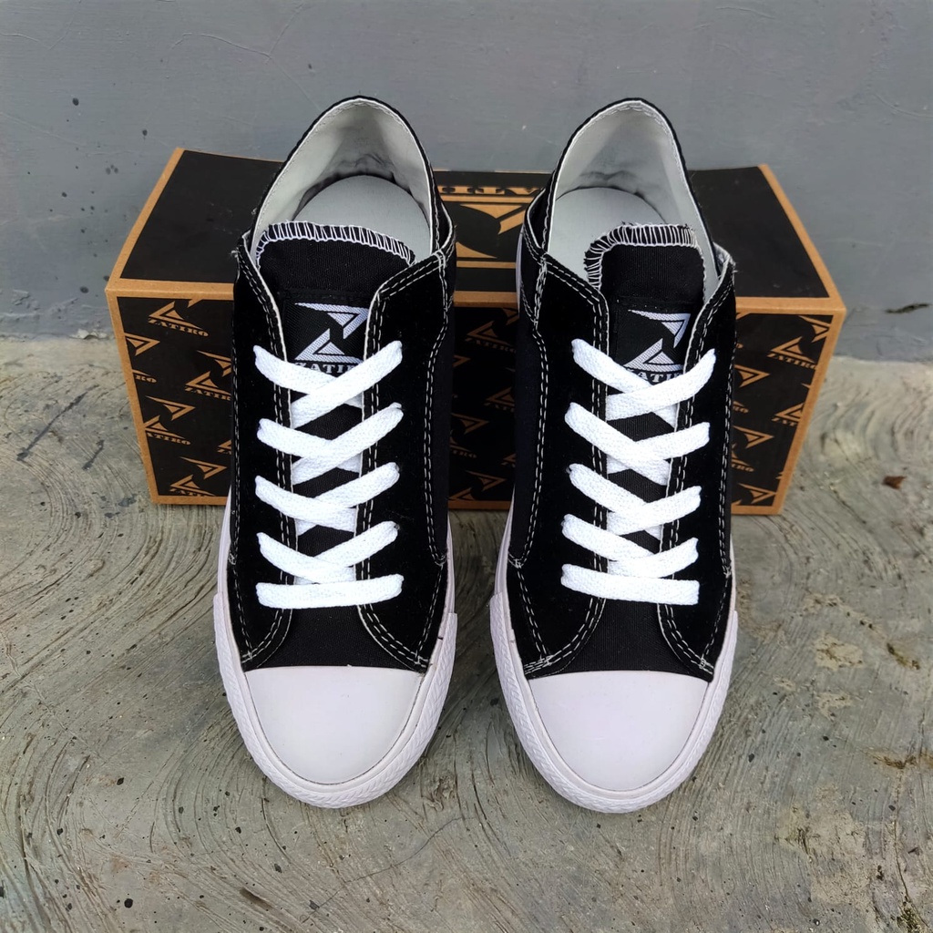 Sepatu Sneakers Classic Hitam Gaul Gaya Unisex Pria Wanita Fashion Lokal Zatiro Sepatu Sekolah SMP SMA KULIAH KERJA Sport Tali Casual