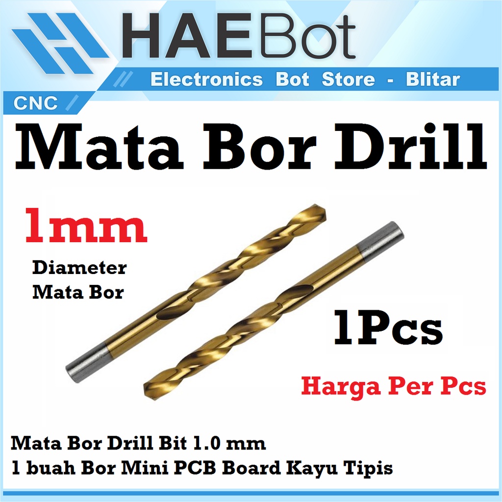 [HAEBOT] Mata Bor Drill Bit 1.0 mm Bor Mini PCB Board Kayu Tipis 1 buah