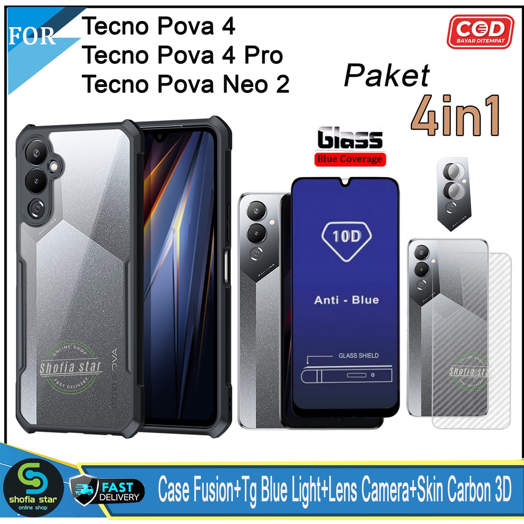 Paket 4in1 Case Tecno Pova 5 5 Pro Pova 4 Pova 4 Pro Pova Neo 2 Pova neo 3 Pova 3 Softcase Fusion
