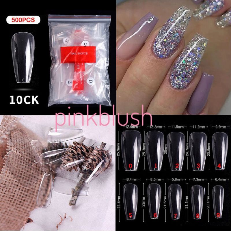 Kuku Palsu bening polos isi 500 kuku untuk extention/Fake Nails/Kuku Transparant