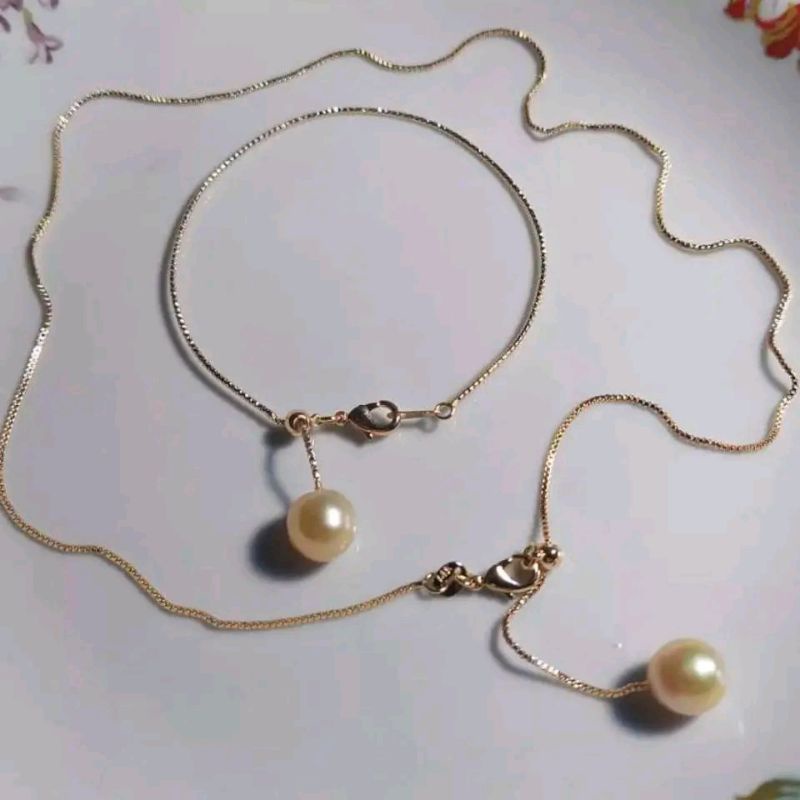 kalung mochi mutiara laut | kalung mutiara laut | kalung rhodium