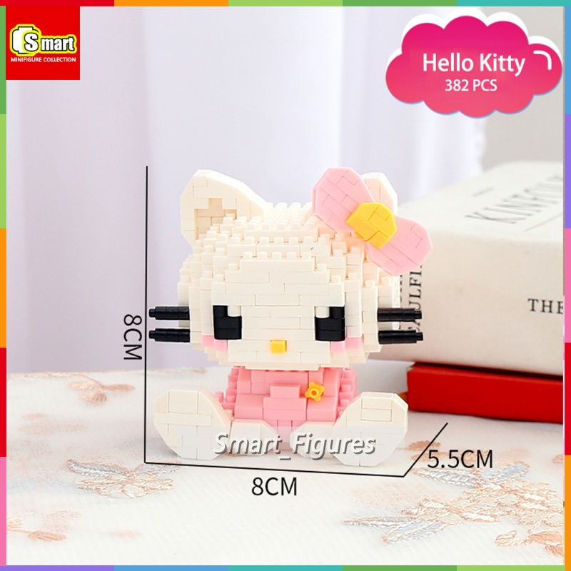 Hello Kitty Kartun Anime Boneka Sanrio Rakitan Mainan Kuromi My Melody Hadiah Gadis Seri Partikel Kecil Blok Bangunan