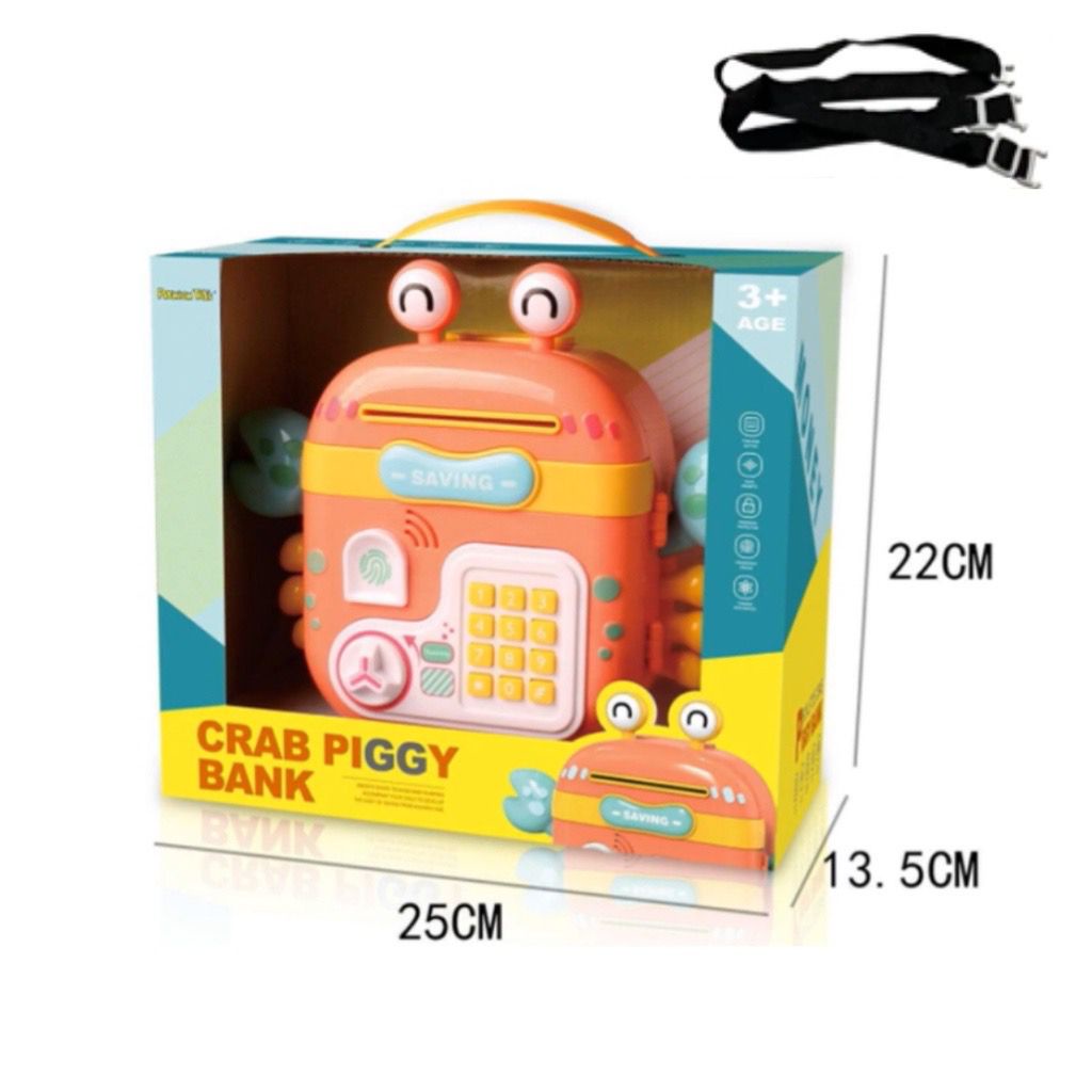 Mainan Anak CRAB PIGGY BANK Celengan Tabungan ATM Musik &amp; Password Mainan Celengan Anak Mainan Brankas