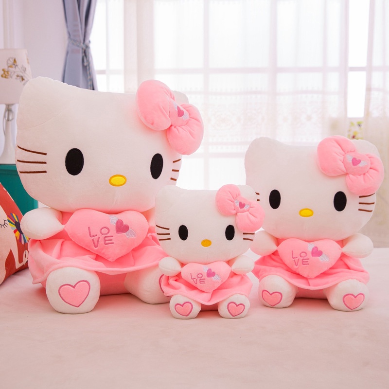 Hello Kitty Kawaii Mainan Mewah Hewan Hati Boneka Plushie Lucu Sanrio Anime Sofa Boneka Bantal Dekorasi Kamar