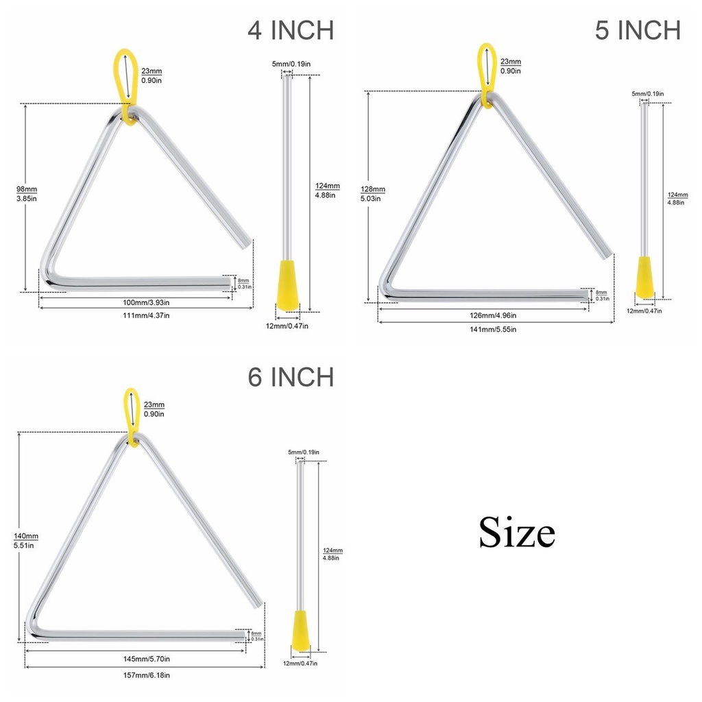 3pcs/lotpercussion Instrumen Musikal Steel Segitiga Untuk Musik Anak