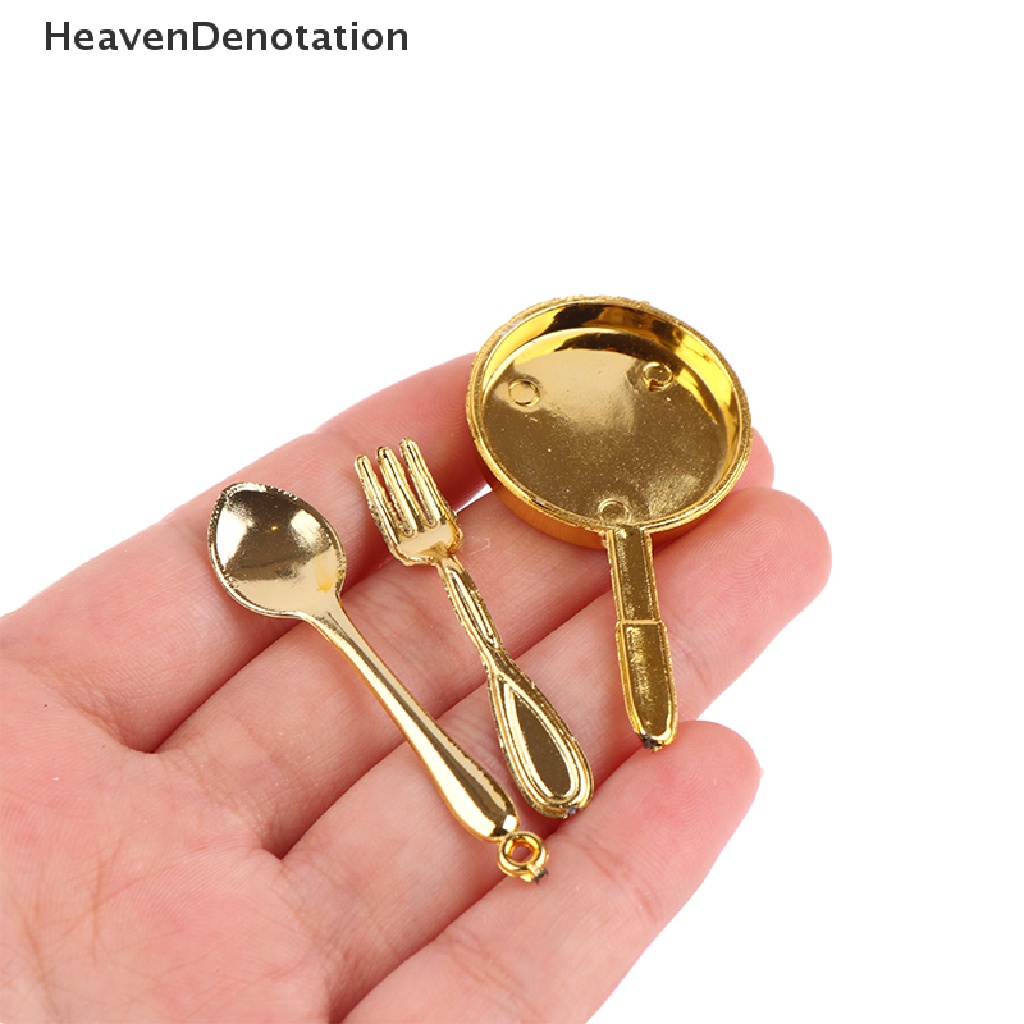 [HeavenDenotation] 11pcs/set Rumah Boneka Miniatur Sendok Garpu pot Peralatan model Dekorasi Dapur HDV