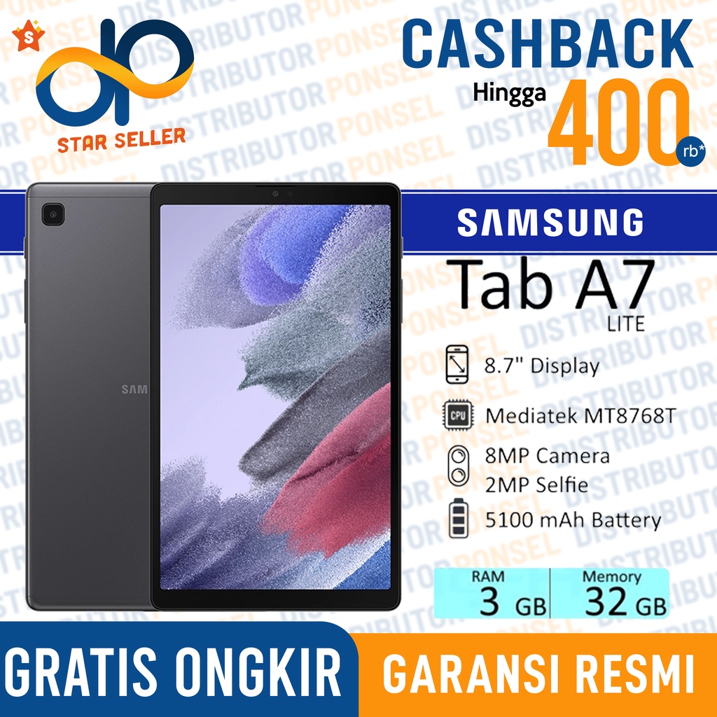 Samsung Galaxy Tab A7 Lite WiFi 3GB+32GB Garansi Resmi Samsung Tab T225