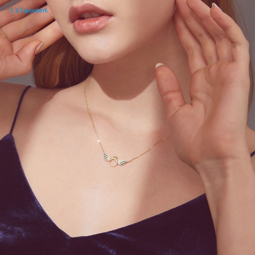 [LS] Wanita Kalung Warna Vibrant Bentuk Indah Tahan Luntur Ramah Terhadap Kulit Berkilau Hias Alloy Sayap Malaikat Kalung Wanita Choker Perhiasan Hadiah Untuk Gadis